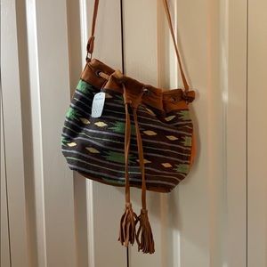 World Market Purse Green Brown Yellow Blue